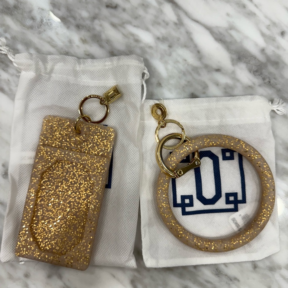 Gold Glitter Keychain Set